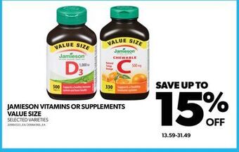 Real Canadian Superstore Jamieson vitamins or supplements value size offer