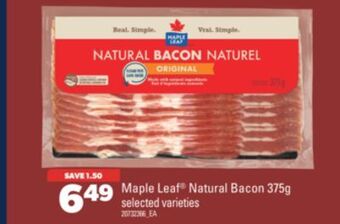 Real Canadian Superstore Maple leaf® natural bacon, 375g offer