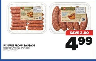 Real Canadian Superstore Pc® free from® sausage, 375/500 g offer