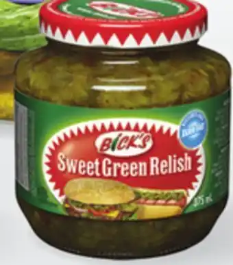 Sobeys Bick's sweet corn, tangy or pepper relish offer