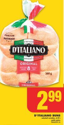 No Frills D'italiano buns, 6/8's offer