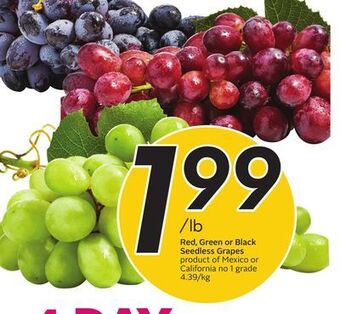 Sobeys Red, green or black seedless grapes offer