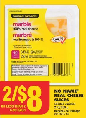 No Frills No name® real cheese slices, 210/230 g offer