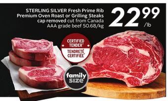 Sobeys Fresh prime rib premium oven roast or grilling steaks cap removed offer