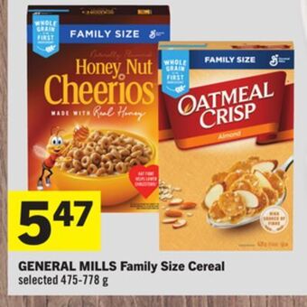 Foodland General mills family size cereal selected 475-778 g offer