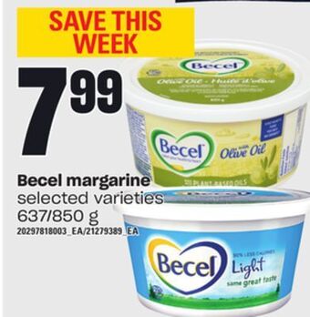 Loblaws Becel margarine, 637/850 g offer