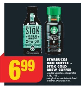 No Frills Starbucks iced coffee or stok cold brew coffee, 1.18/1.42 l offer