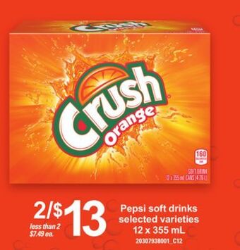 Loblaws Pepsi soft drinks, 12 x 355 ml offer