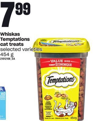 Loblaws Whiskas temptations cat treats, 454 g offer