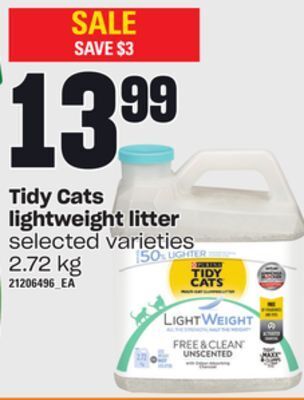 Loblaws Tidy cats lightweight litter, 2.72 kg offer