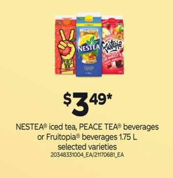 Loblaws Nestea® iced tea, peace tea® beverages or fruitopia® beverages 1.75 l offer