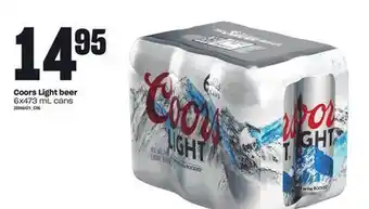 Loblaws Coors light beer, 6x473 ml cans offer