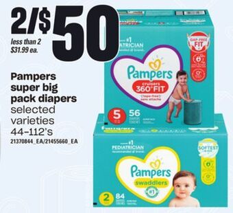 Loblaws Pampers super big pack diapers, 44-112's offer