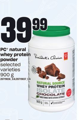 Loblaws Pc® natural whey protein powder, 900 g offer