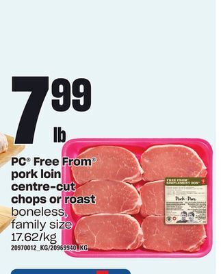 Loblaws Pc® free from pork loin centre-cut chops or roast offer