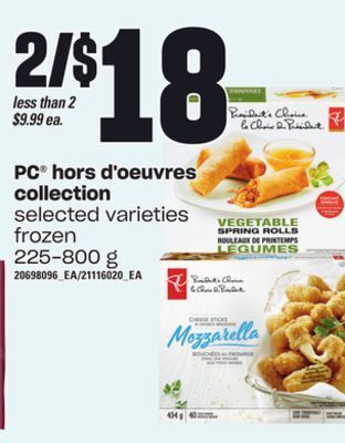 Loblaws Pc® hors d'oeuvres collection, 225-800 g offer