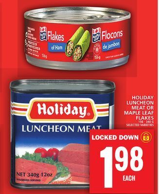 Food Basics Holiday luncheon meat or maple leaf flakes offer