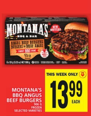 Food Basics Montana's bbq angus beef burgers offer