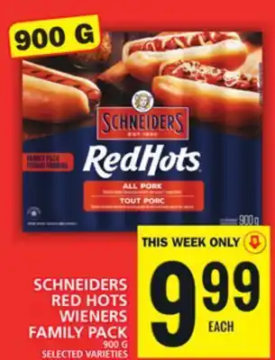 Food Basics Schneiders red hots wieners family pack offer