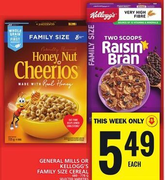 Food Basics General mills or kellogg's family size cereal offer