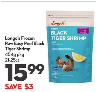 Longo's Longo's frozen raw easy peel black tiger shrimp offer