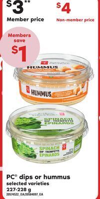 Independent Grocer Pc® dips or hummus, 227-228 g offer