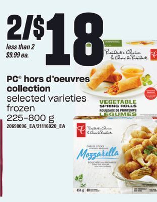 Independent Grocer Pc® hors d'oeuvres collection, 225-800 g offer