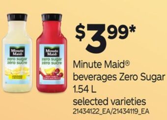 Independent Grocer Minute maid® beverages zero sugar, 1.54 l offer