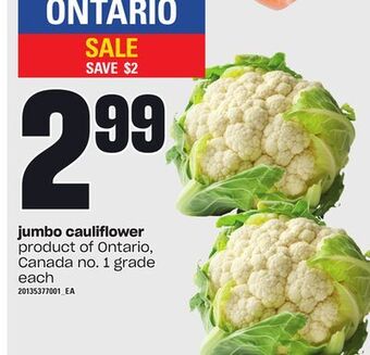 Independent Grocer Jumbo cauliflower offer