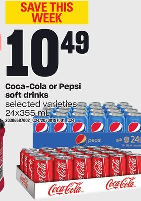 Independent Grocer Coca-cola or pepsi soft drinks, 24x355 ml offer