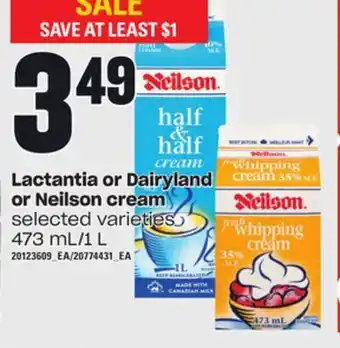 Independent Grocer Lactantia or dairyland or neilson cream, 473 ml/1 l offer