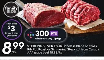 Sobeys Sterling silver fresh boneless blade or cross rib pot roast offer