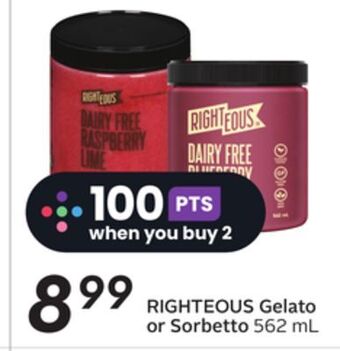 Sobeys Righteous gelato or sorbetto offer