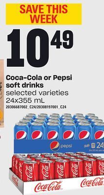Loblaws Coca-cola or pepsi soft drinks, 24x355 ml offer