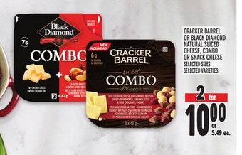 Metro Cracker barrel or black diamond natural sliced cheese, combo or snack cheese offer