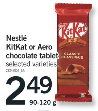 Fortinos Nestlé kitkat or aero chocolate tablet, 90-120 g offer