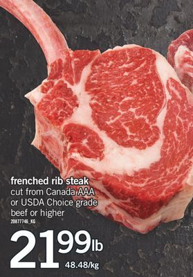 Fortinos Frenched rib steak offer