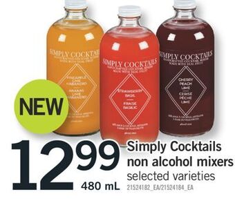 Fortinos Simply cocktails non alcohol mixers, 480 ml offer