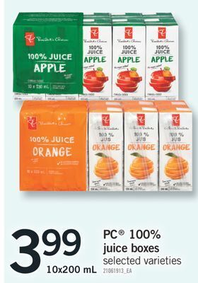 Fortinos Pc® 100% juice boxes, 10x200 ml offer