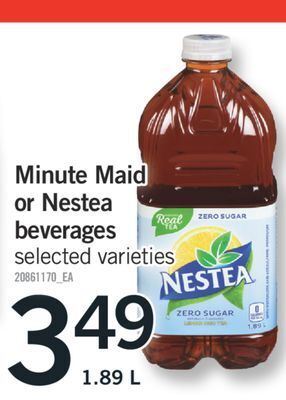 Fortinos Minute maid or nestea beverages, 1.89 l offer