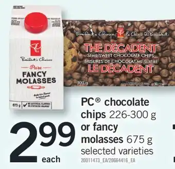 Fortinos Pc® chocolate chips 226-300 g or fancy molasses 675 g offer