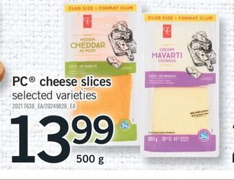 Fortinos Pc cheese slices, 500 g offer