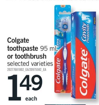 Fortinos Colgate toothpaste 95 ml or toothbrush offer
