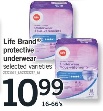Fortinos Life brand protective underwear, 16-66's offer