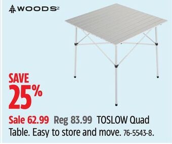 Canadian Tire Woods toslow quad table offer