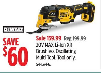 Canadian Tire Dewalt 20v max li-ion xr brushless oscillating multi-tool offer