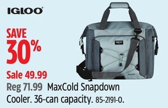 Canadian Tire Igloo maxcold snapdown cooler offer