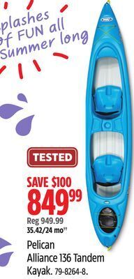 Canadian Tire Pelican alliance 136 tandem kayak offer