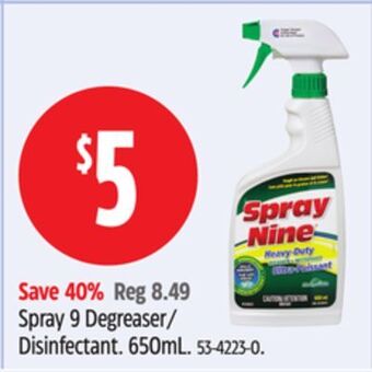 Canadian Tire Spray 9 degreaser/ disinfectant offer
