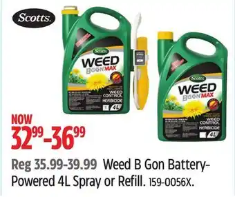 Canadian Tire Scotts weed b gon battery-powered 4l spray or refill offer